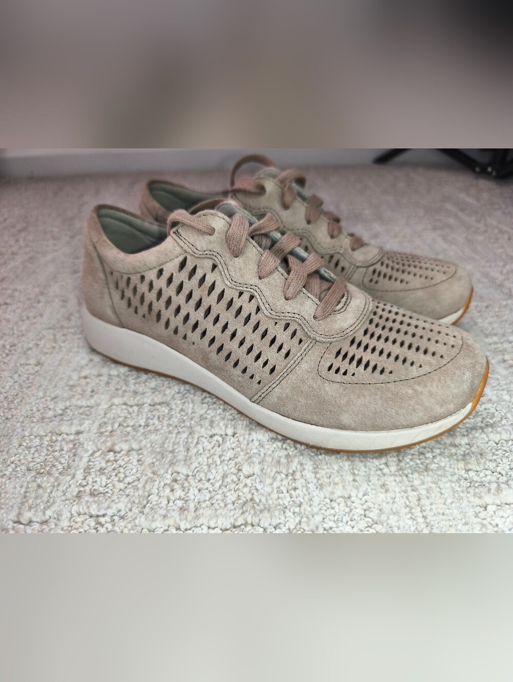 Dansko Charlie Women's Sneakers Size 38 Leather Taupe Natural Arch Support Shoes